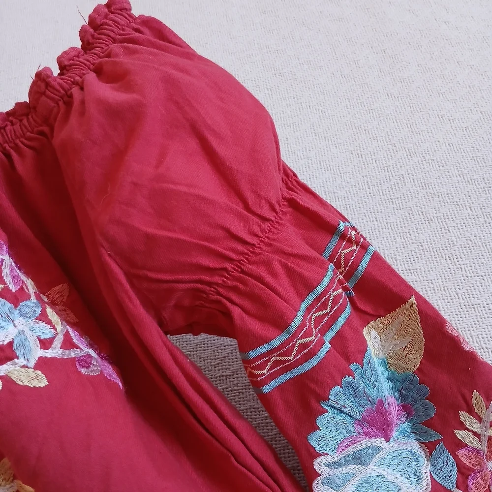 free people ♡ fleur du jour mini embroidered floral dress medium boho - Picture 6 of 13